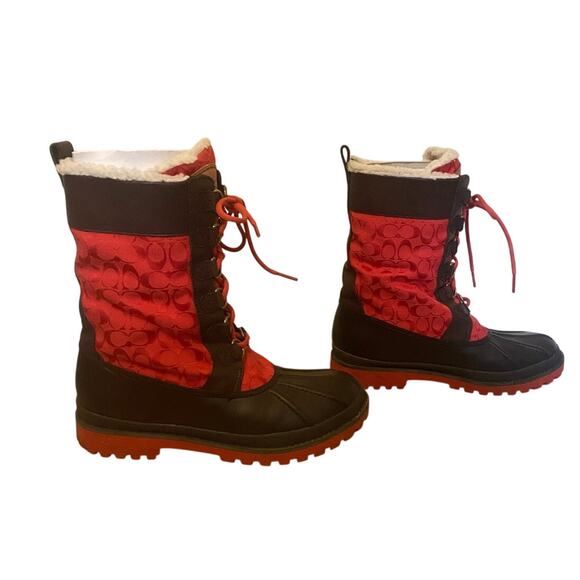 NWT Coach Laura Boots Women Size 9 Orange/Brown Rubber Duck Wool Lined - Picture 9 of 9